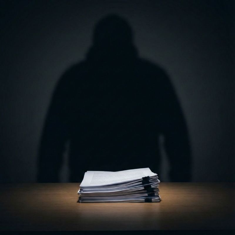 A dark, looming shadow falling over a stack of papers, symbolizing the risk of charge escalation or a growing threat.