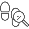 footprints and magnifying glass icon