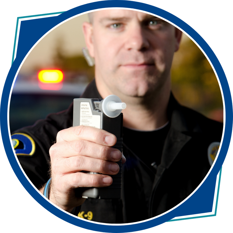 cop presenting breathalyzer