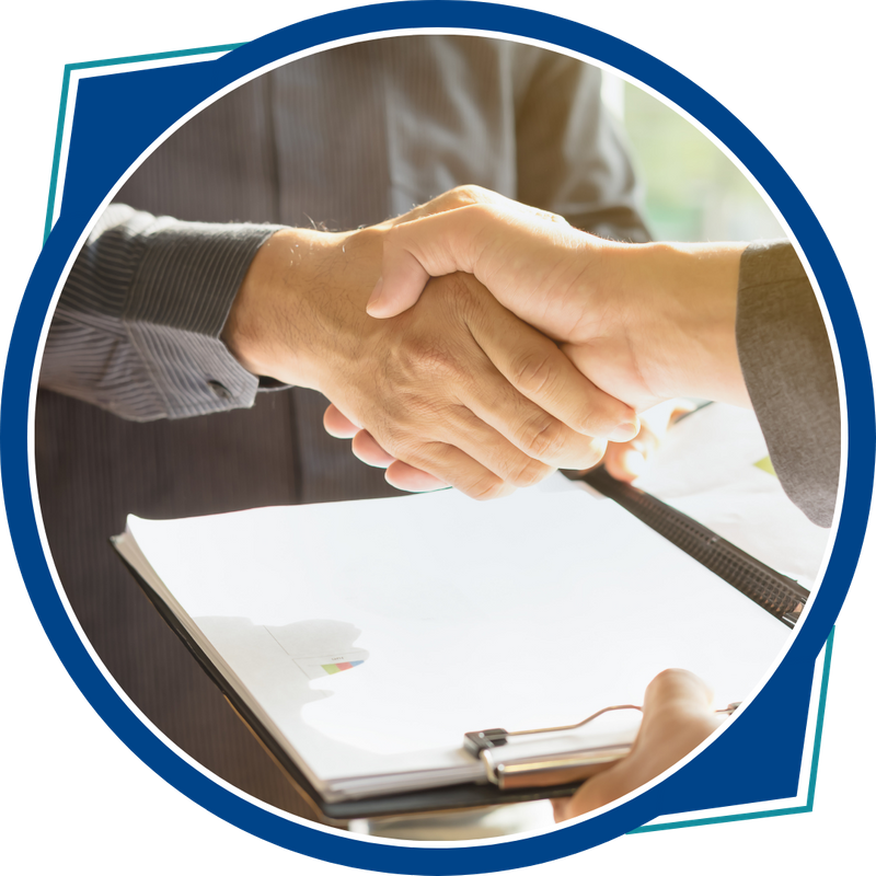 handshake over cliphboard